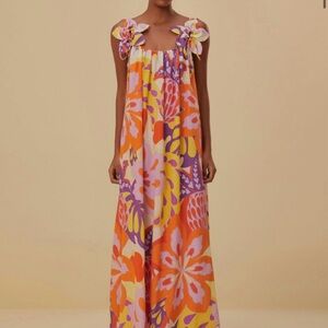 Farm Rio Lee Maxi Dress in Orange and Purple